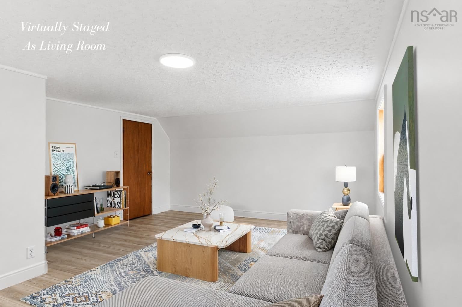 Large upstairs bonus room, virtually staged, alternate view